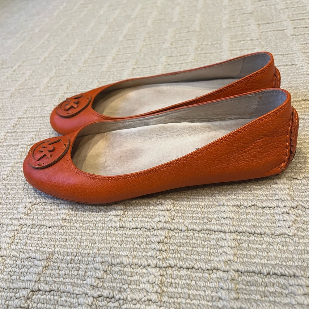 Michael Kors Orange Leather Ballet Flats - Picture 2 of 7